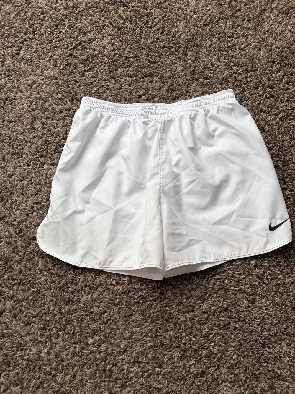 Nike White Running Shorts with Black Swoosh